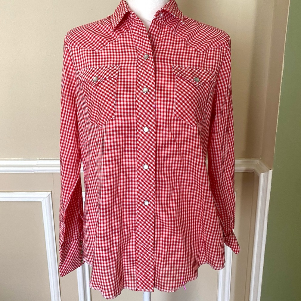 Vintage H BAR C Red and White Gingham Shirt